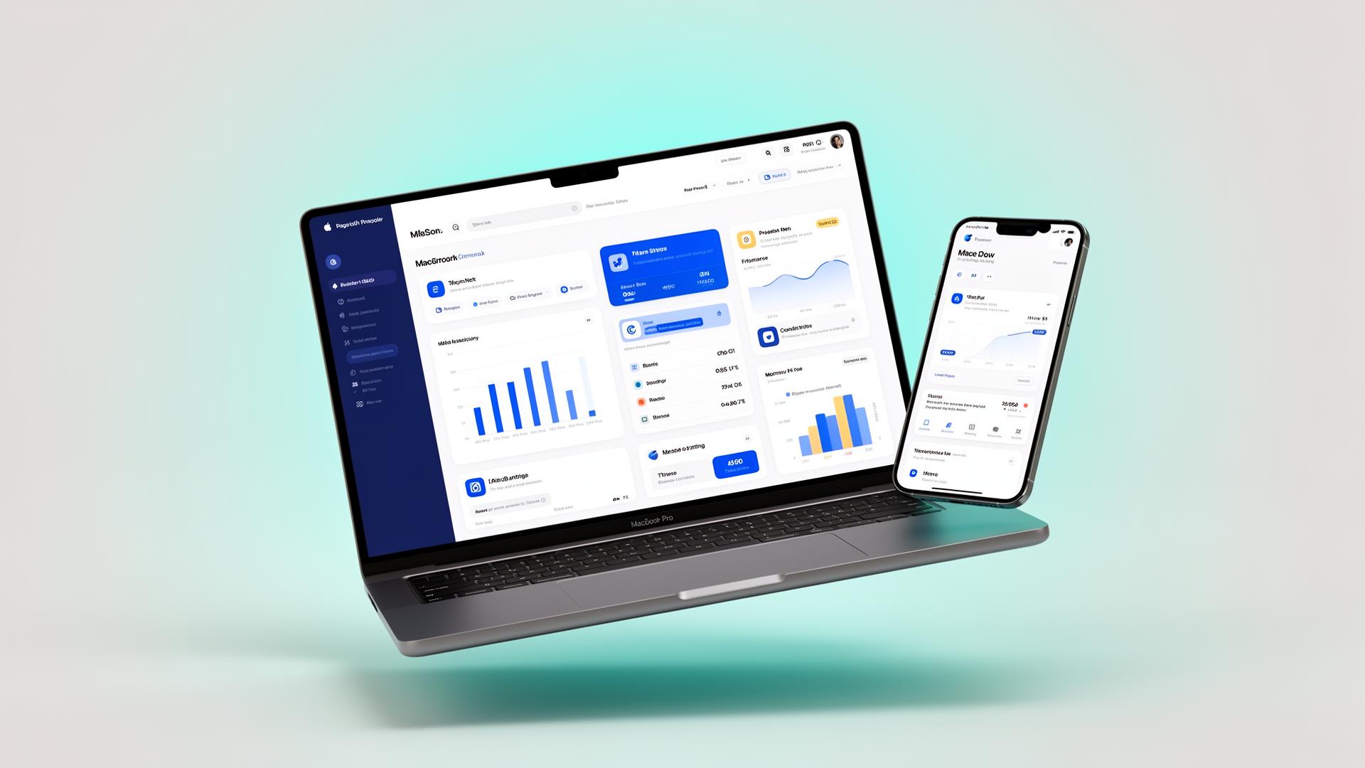 MacBook Pro и iPhone Pro с интерфейсом приложения APP Solution
